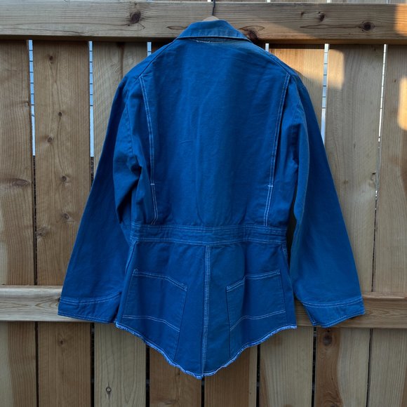 Vintage Pointer Brand Blue Indigo Overdye Chore Jacket Coat Duck Canvas USA - SM - Picture 7 of 14